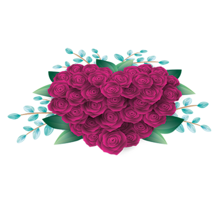 Heart crown with roses bedroom vinyl rug - TenStickers