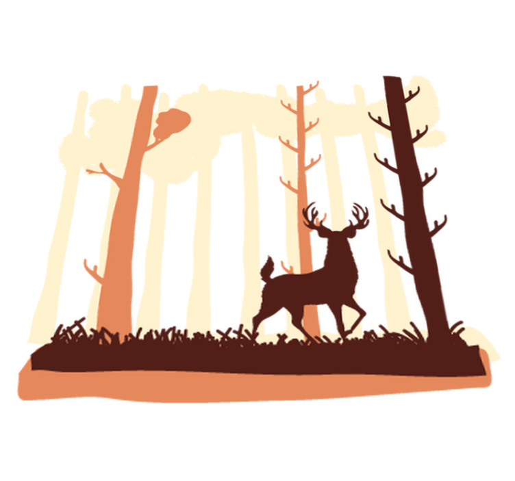 Bedroom vinyl rug forest and deer design - TenStickers