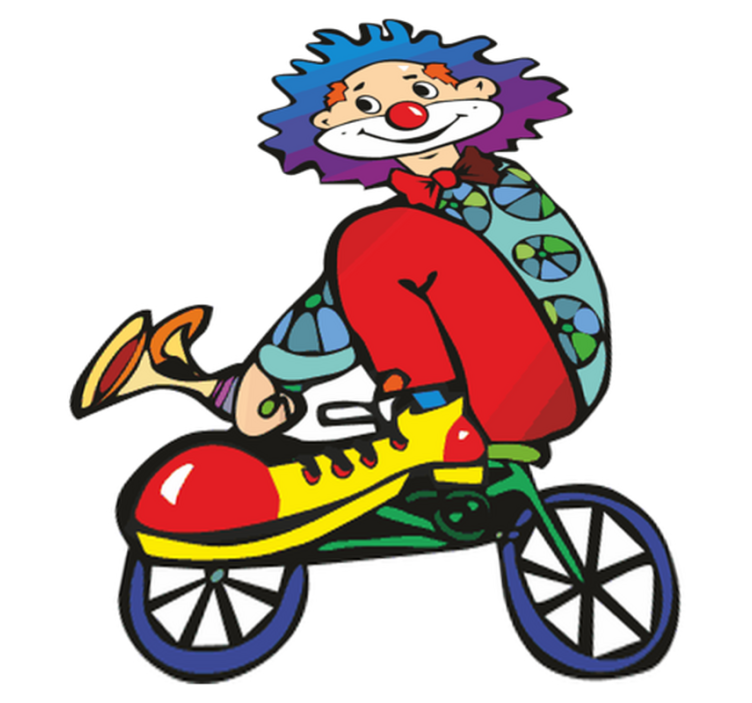 Kids vinyl rug clown on a bicycle - TenStickers