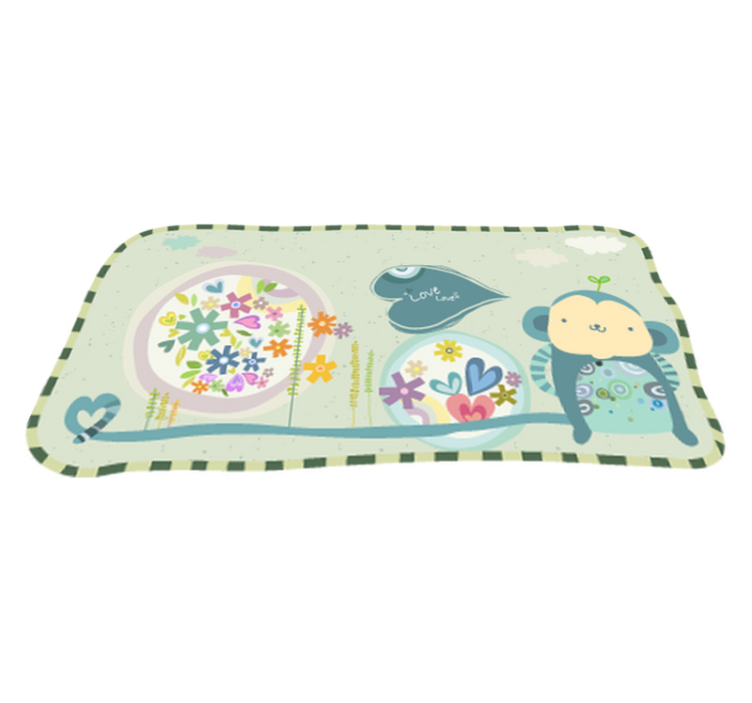 Kids vinyl rug with framed monkey design - TenStickers