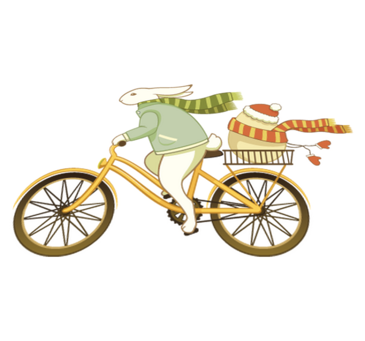 Kids vinyl rug easter bunny on bike - TenStickers