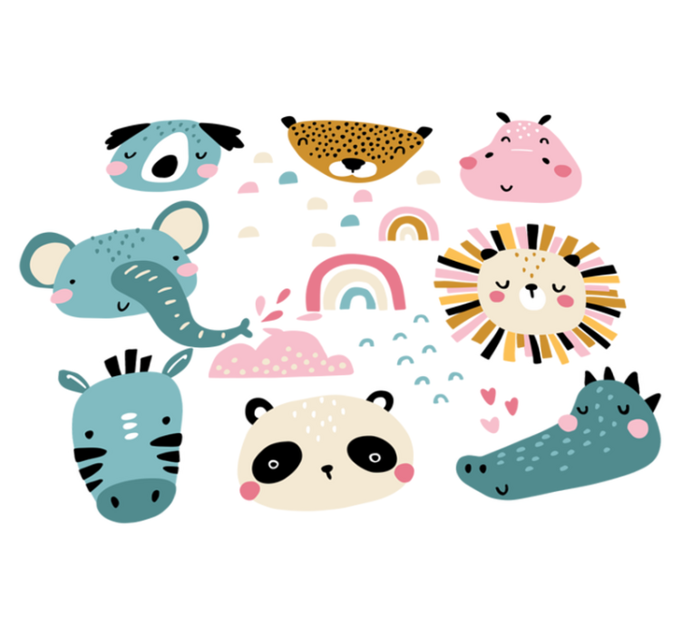 Kids vinyl rug featuring little animals in nordic style - TenStickers