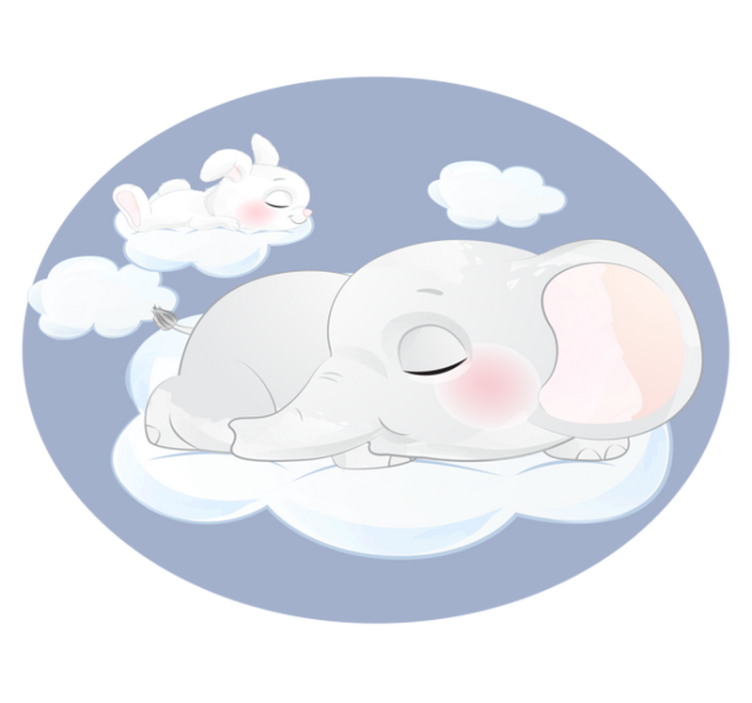 Kids vinyl rug elephant and rabbit on cloud - TenStickers