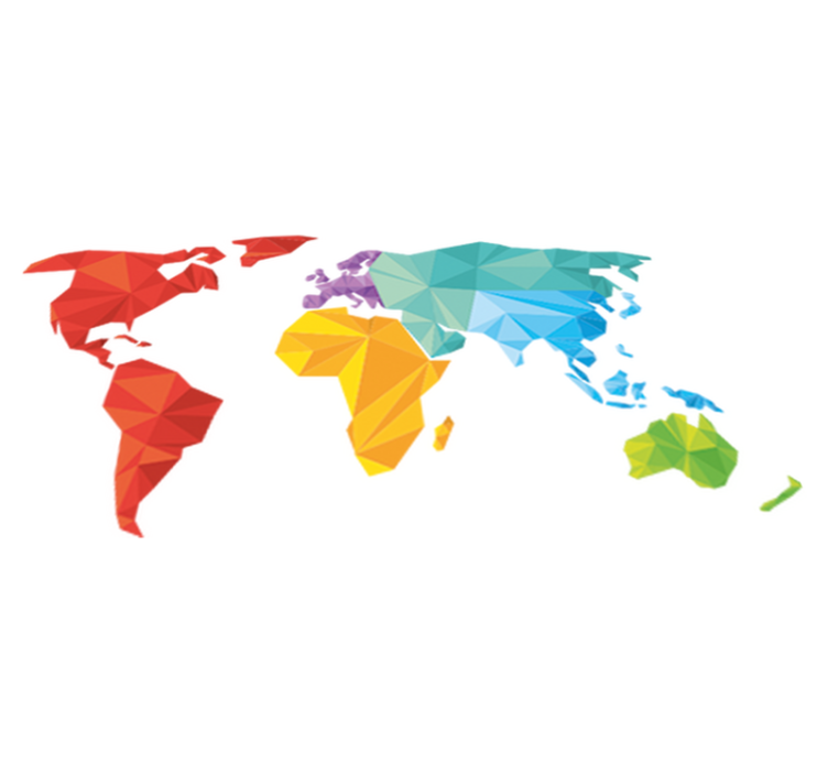 World map vinyl rug geometric wall mural - TenStickers