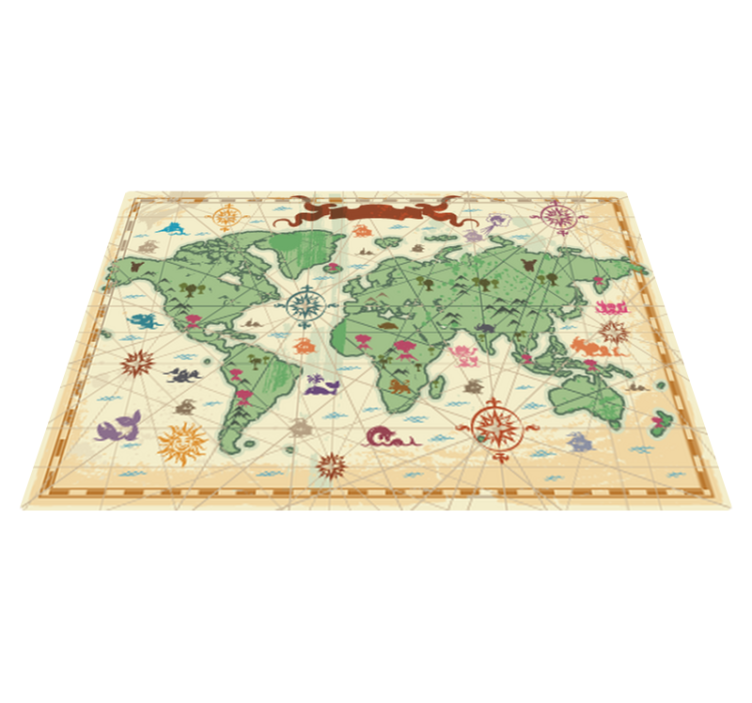World map vinyl rug classic world map vinyl rug - TenStickers