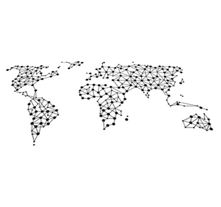 Connected points world map vinyl rug - TenStickers
