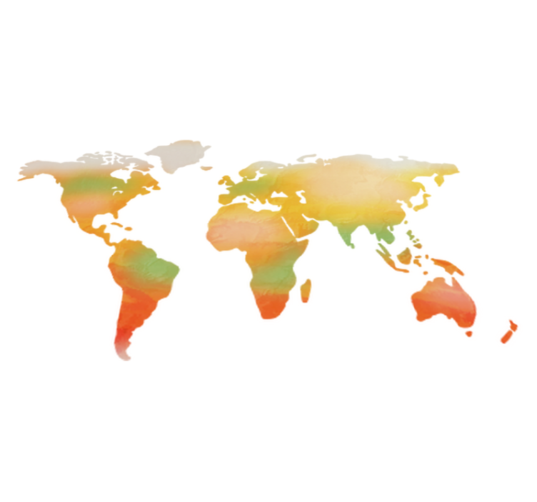 Warm color shades world map vinyl rug - TenStickers