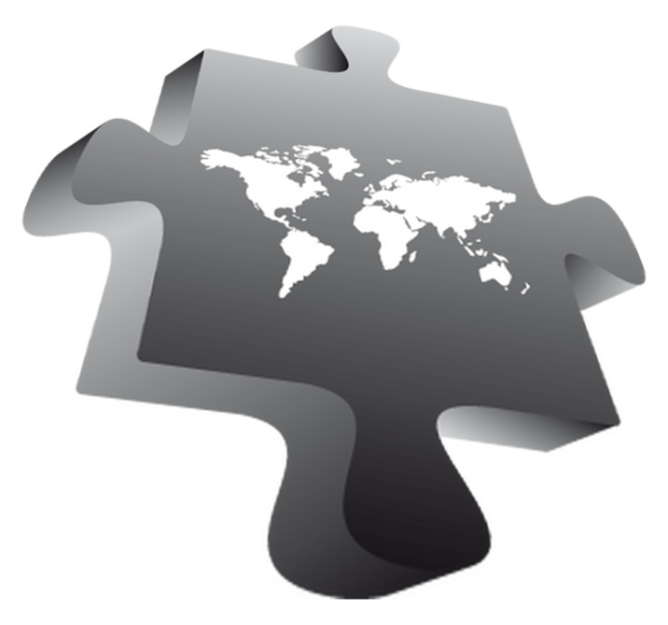 World map vinyl rug black puzzle piece - TenStickers