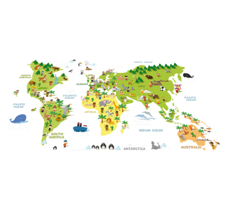 World map vinyl rug for english speakers - TenStickers