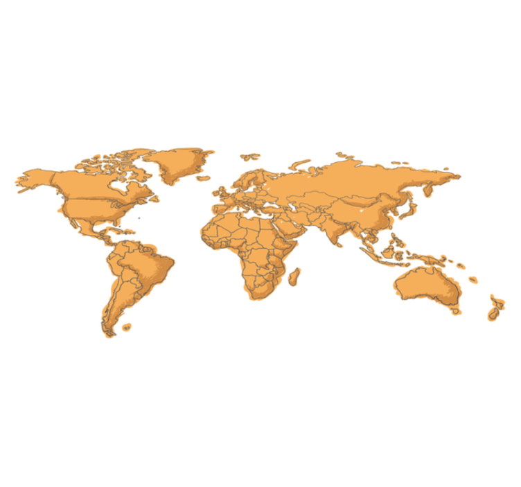 World map vinyl rug with simple political borders - TenStickers