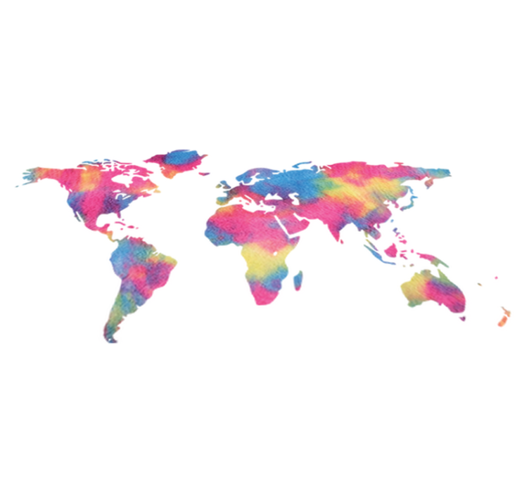 World map vinyl rug in tie dye style - TenStickers