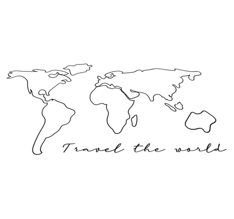 World map vinyl rug with travel text - TenStickers
