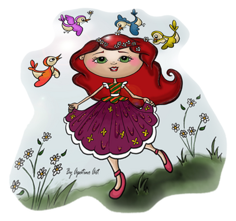 Kids vinyl rug girl in the countryside - TenStickers