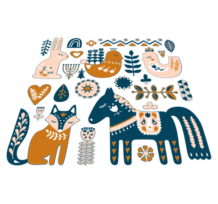 Kids vinyl rug featuring nordic style forest animals - TenStickers