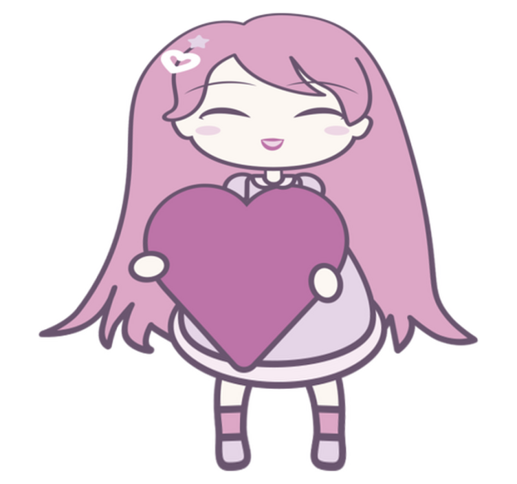 Kids vinyl rug anime girl spreading love - TenStickers