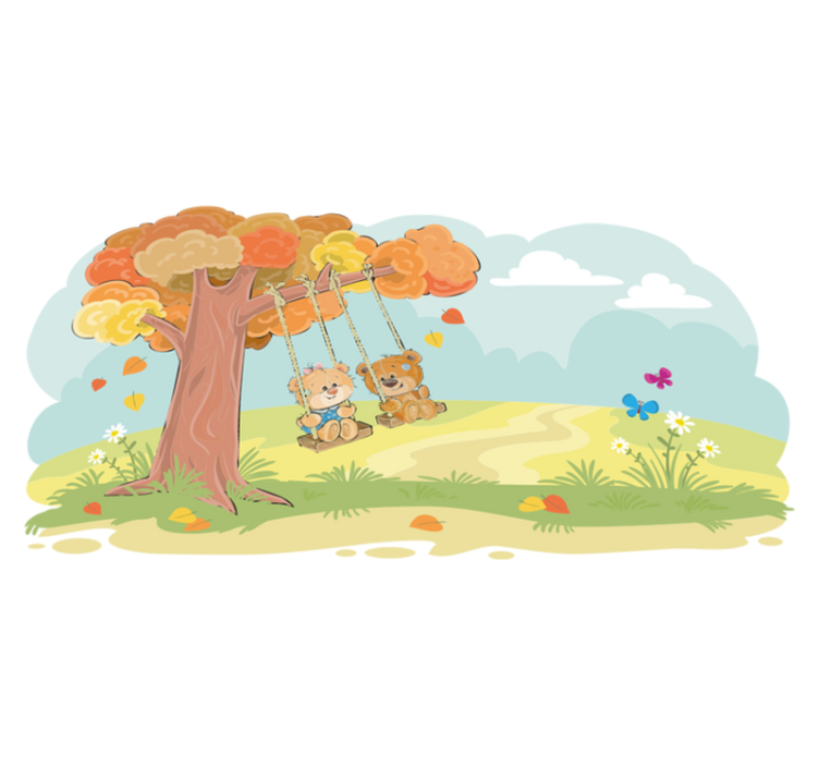 Kids vinyl rug teddy bears in the forest - TenStickers