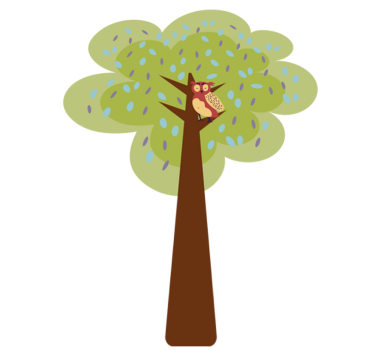 Kids vinyl rug featuring a colorful tree and owl - TenStickers