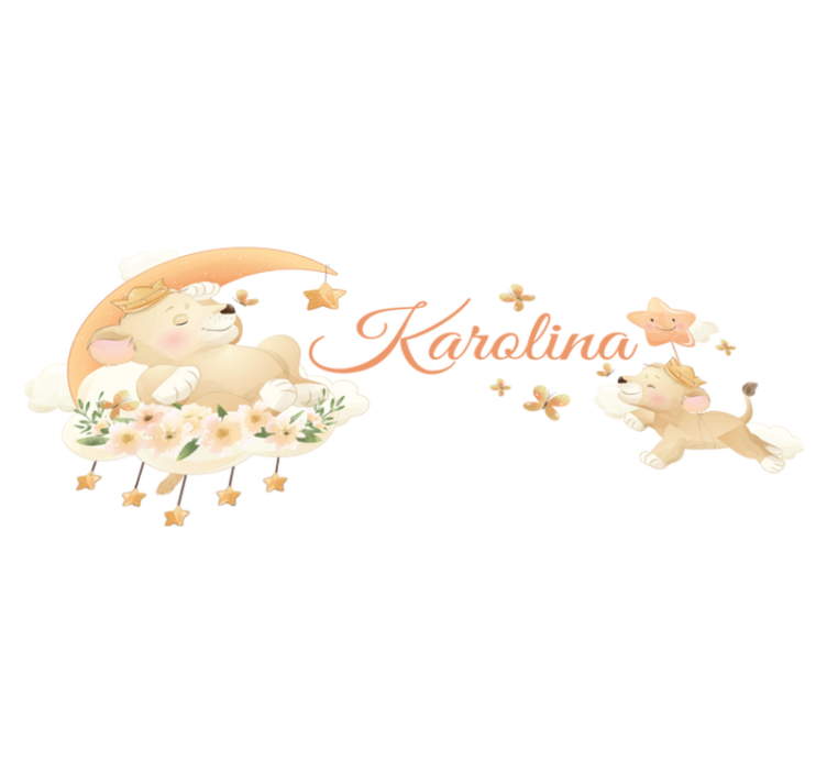 Kids vinyl rug cute animal lion personalized - TenStickers