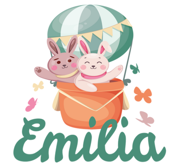 Kids vinyl rug with custom bunnies in balloons - TenStickers