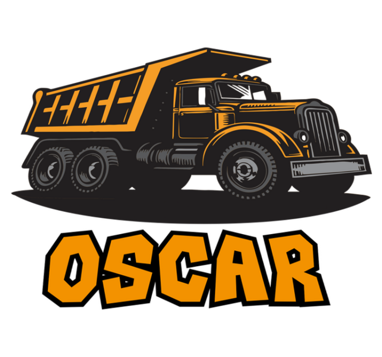 Kids vinyl rug personalized orange construction truck - TenStickers