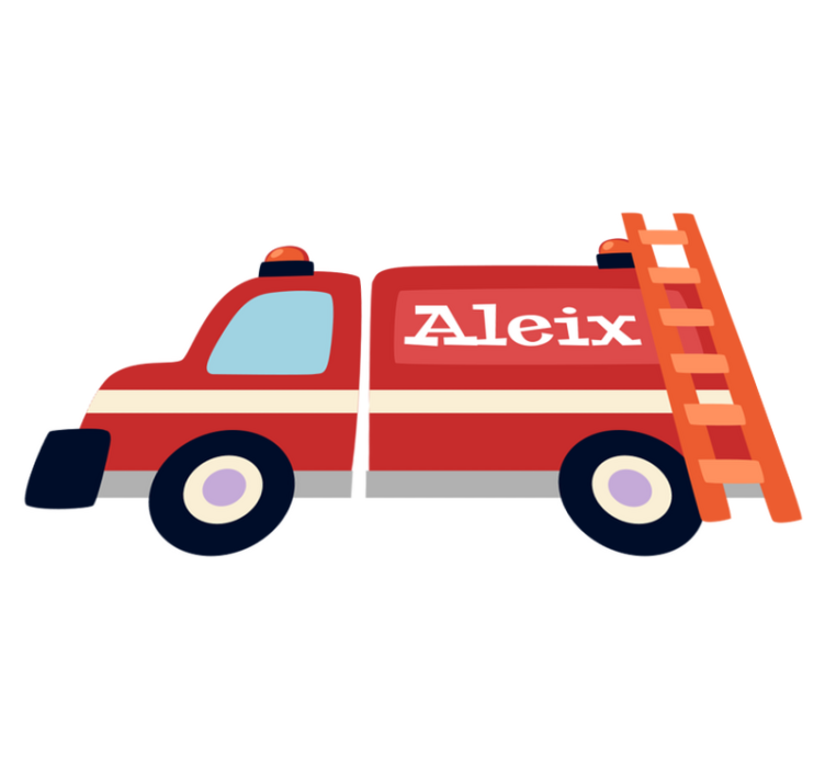 Kids vinyl rug colorful fire truck - TenStickers