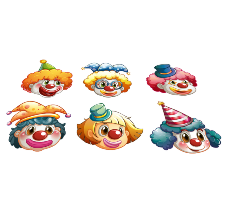 Kids vinyl rug colorful clown faces design - TenStickers