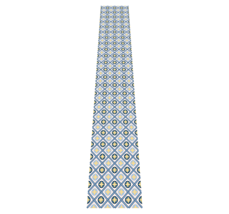 Kitchen vinyl rug in baby blue and yellow tile - TenStickers