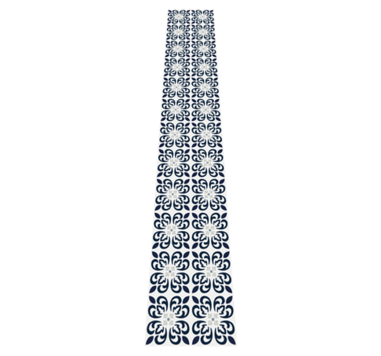 Kitchen vinyl rug in dark blue clover tile - TenStickers