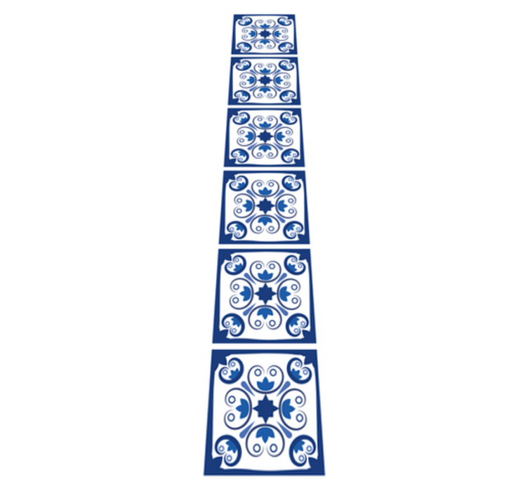 Kitchen vinyl rug with typical beautiful blue tiles - TenStickers
