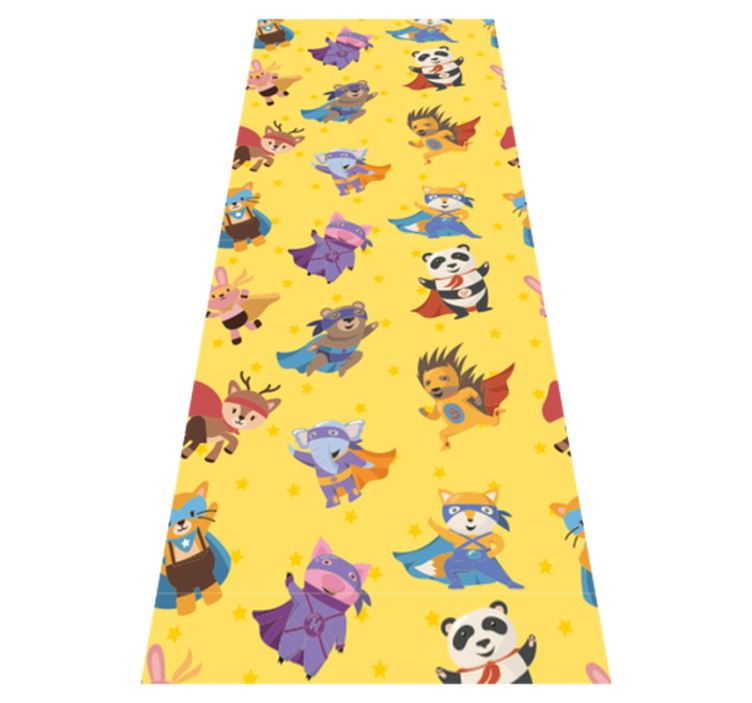 Bedroom vinyl rug with superhero pets on yellow - TenStickers