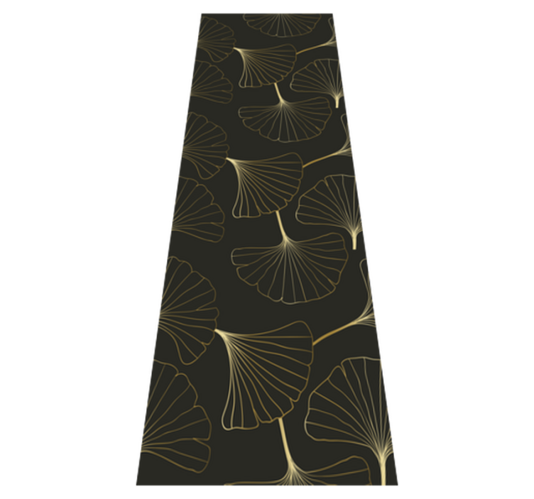 Office vinyl rug ginkgo leaves charcoal gold - TenStickers