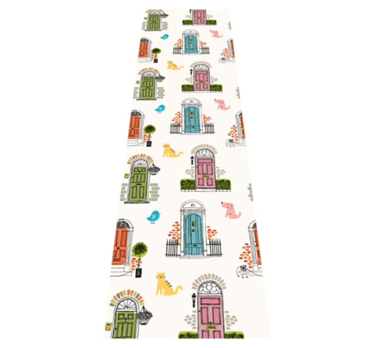 Bedroom vinyl rug with animal and building designs - TenStickers