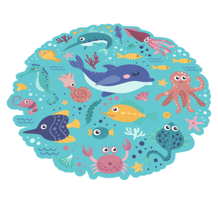 Round fish animal vinyl rug - TenStickers