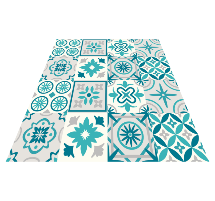 Eclectic turquoise vinyl kitchen mat - TenStickers