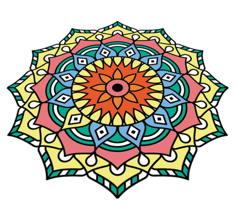 colorful mandala flower shaped vinyl rug - TenStickers