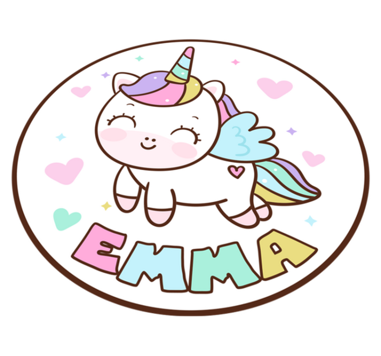 Fabulous unicorn girl vinyl rug with name - TenStickers