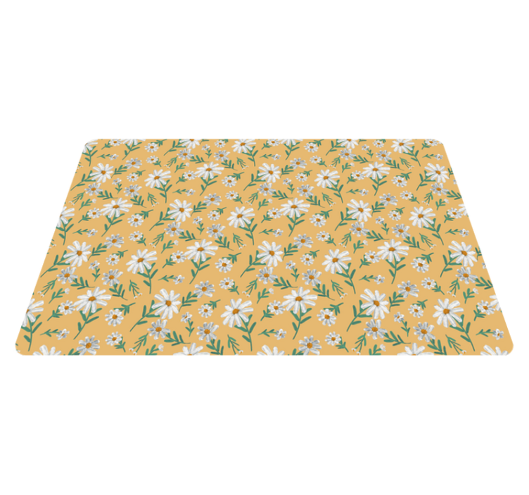 70's Daisy flower yellow background vinyl rug - TenStickers