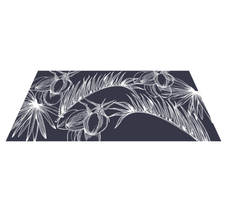 Botanical Line Art floral vinyl rug - TenStickers