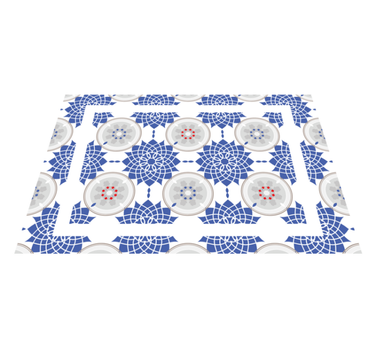 Blue tiles mandala vinyl rug - TenStickers