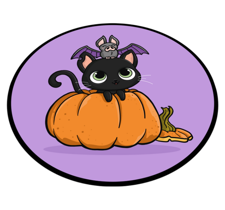 Pumpkin and cat vinyl rug - TenStickers