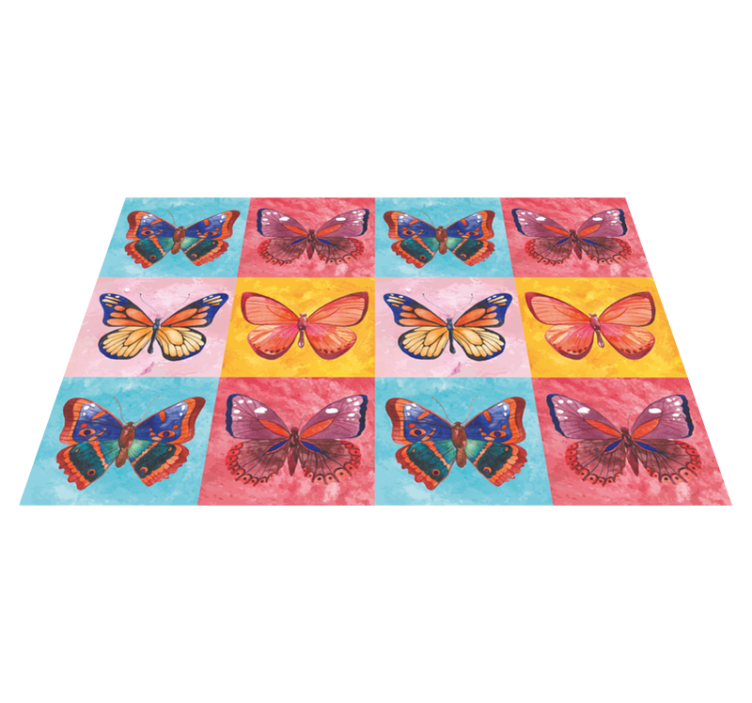 Colorful Butterfly Array floral vinyl rug - TenStickers