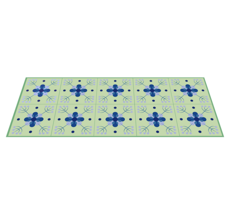 Light blue green kitchen tile effect vinyl rug - TenStickers