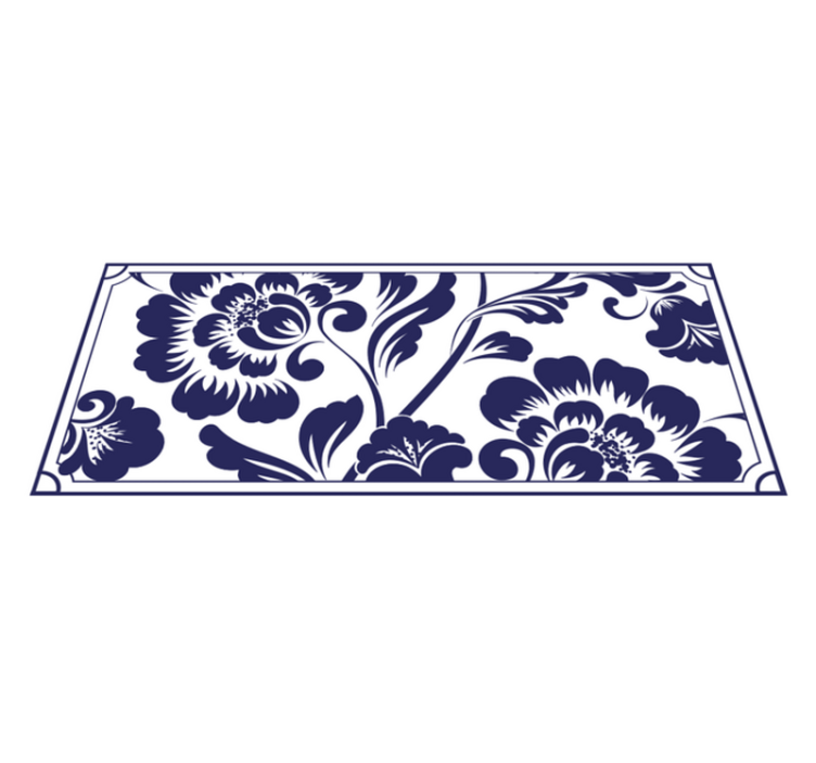 Navy floral pattern floral vinyl rug - TenStickers