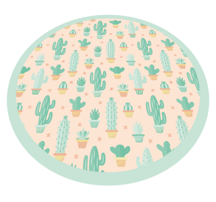 Cacti Circular Pattern kids vinyl rug - TenStickers