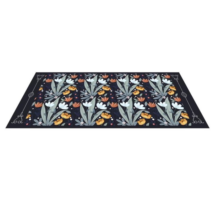 Floral Arrangement Pattern floral vinyl rug - TenStickers