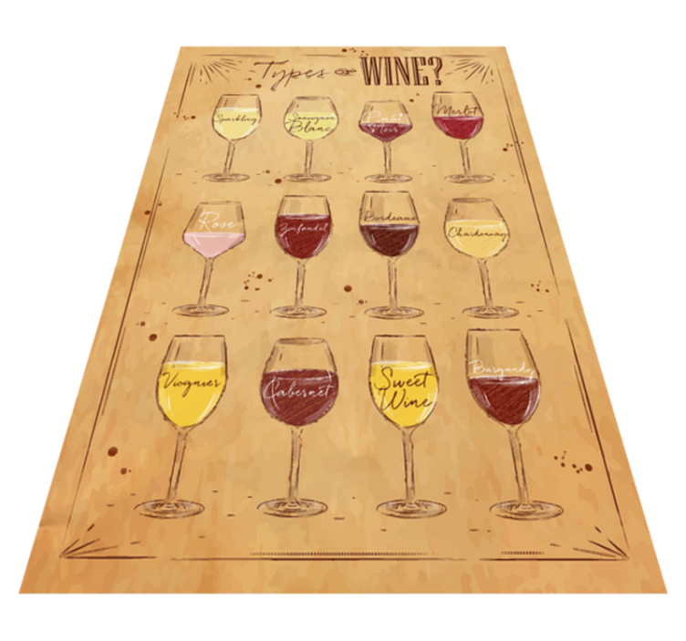 Types of Wine kitchen vinyl rug - TenStickers