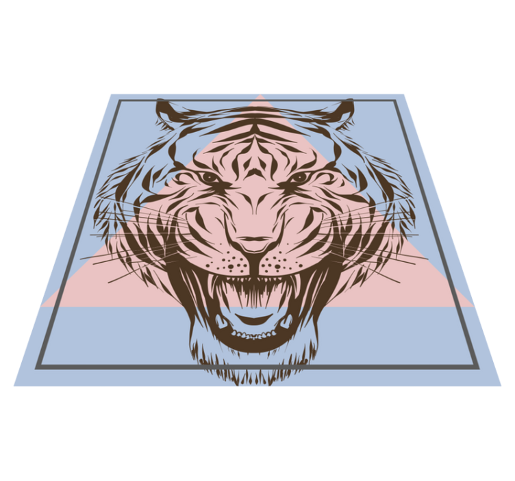Stylized Tiger Portrait animal vinyl rug - TenStickers