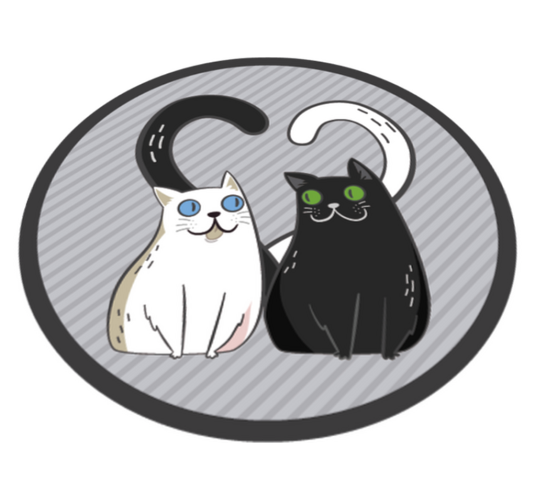 Vinyl rug two cats with colored eyes animal rug - TenStickers