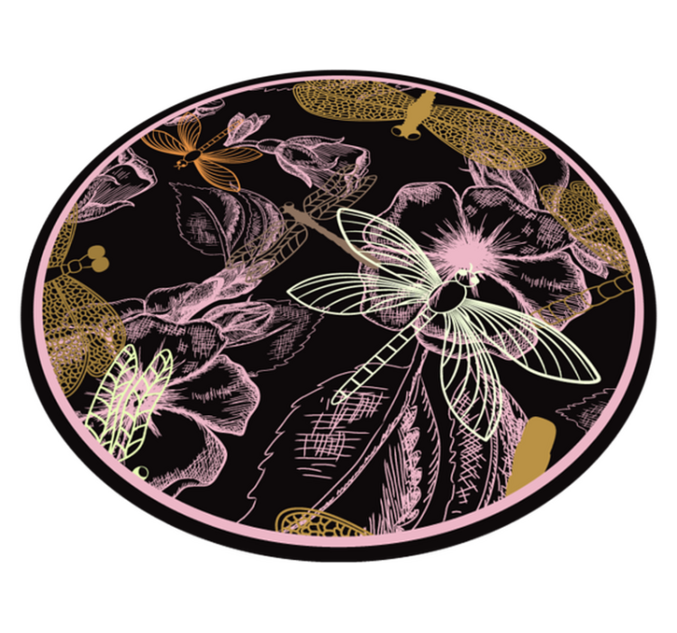 Botanical Insect Imagery floral vinyl rug - TenStickers