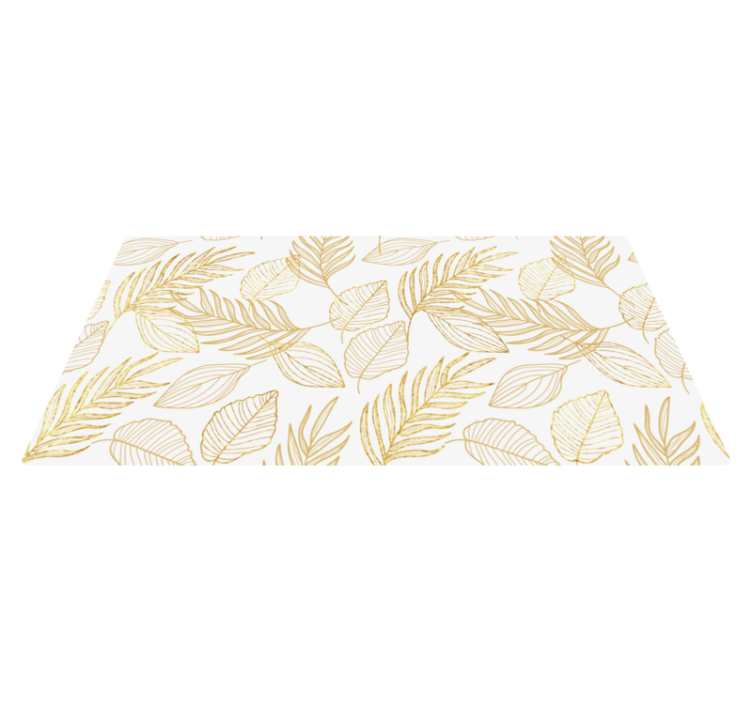 White and Golden Leaf vinyl rug - TenStickers